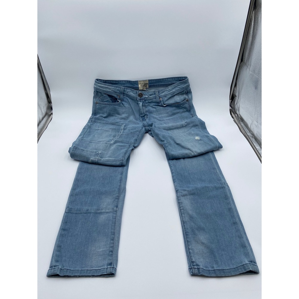 Dylan George Jeans Light Blue Distressed Patchwork Ring Spun Denim 32 Y2K